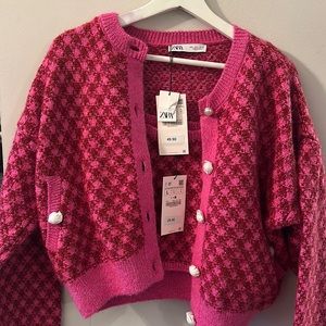 Zara cardigan and matching cami, pink